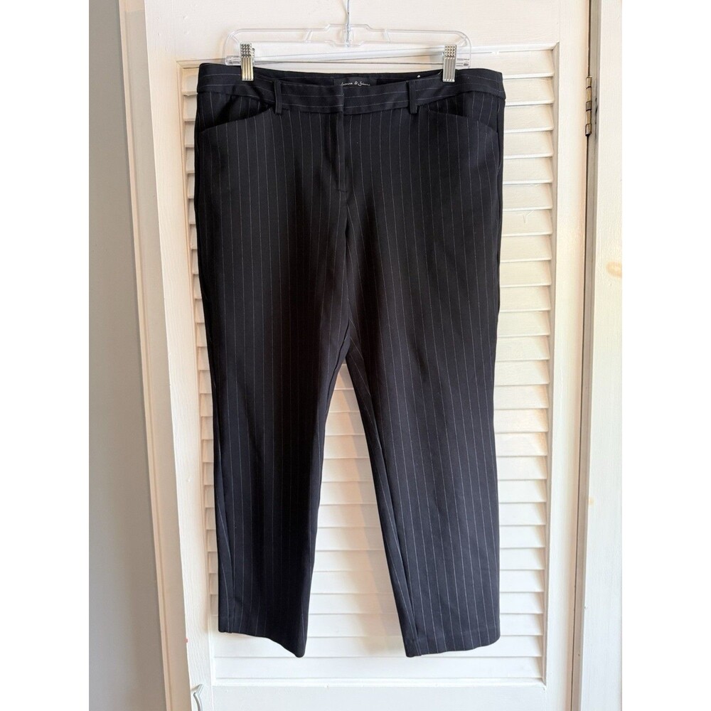Women’s Black Pinstripe Cropped Ankle Dress Pants Jasmine And Juliana Size 14